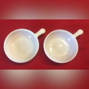 Vintage Milk Glass Soup Chili Bowls - Set of 2